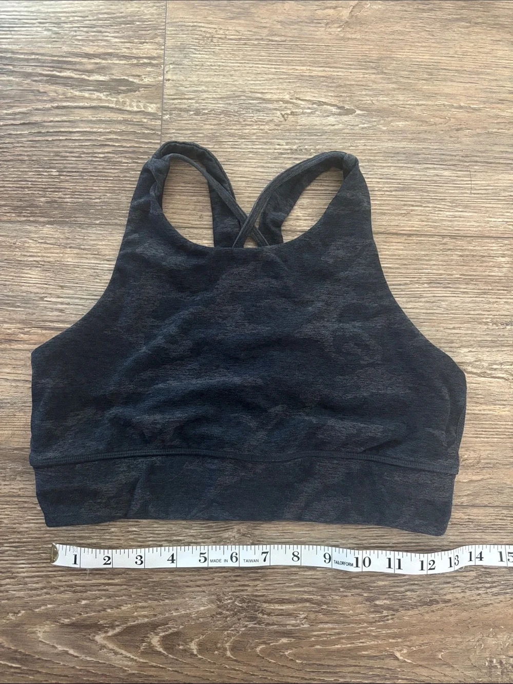 Vuori Elevation Sports Bra Black Gray Camo Crossback Yoga Women's Size XS